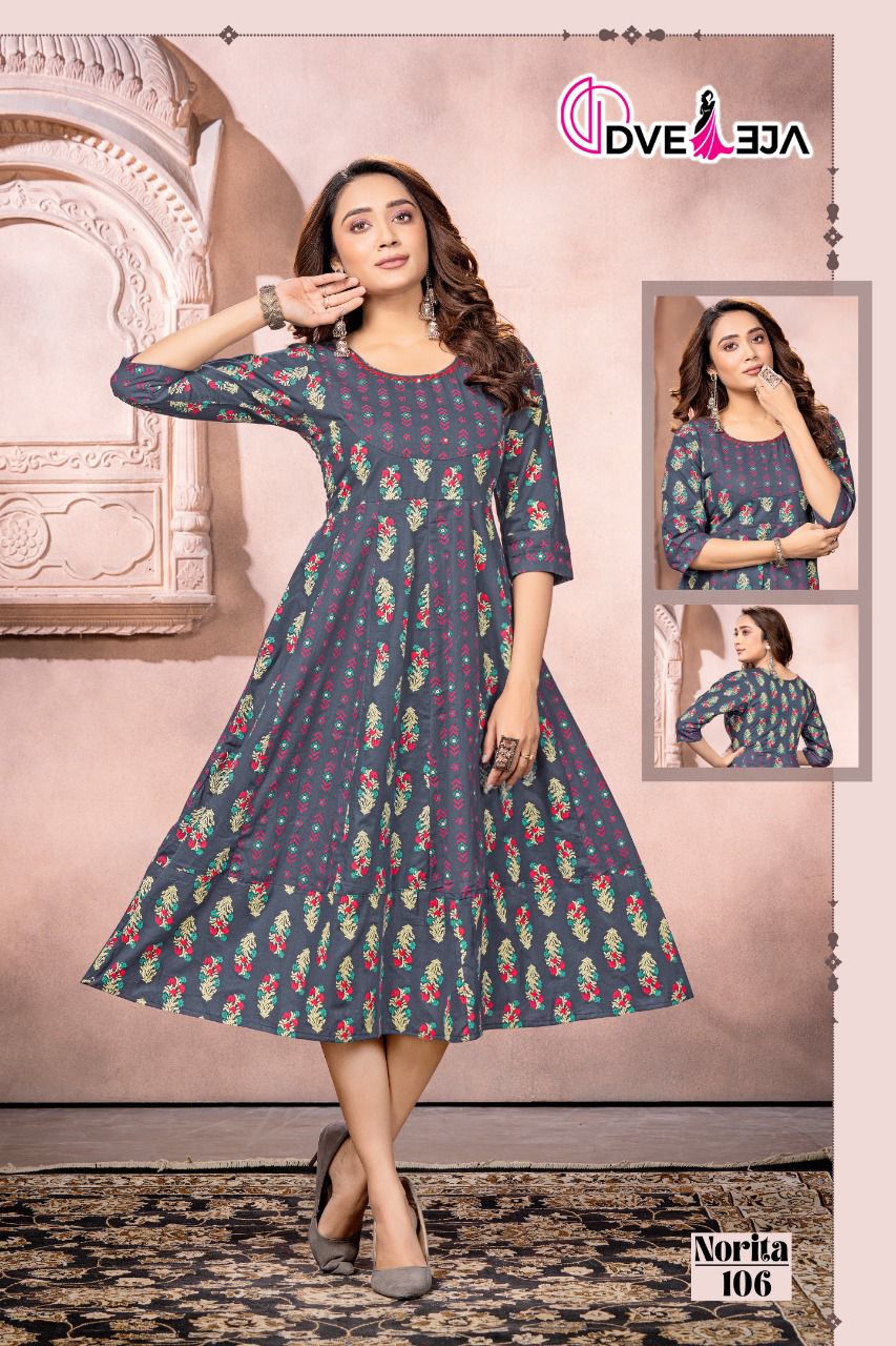 Dveeja Norita Vol 1 Fancy Wear Wholesale Cotton Anarkali Kurtis
